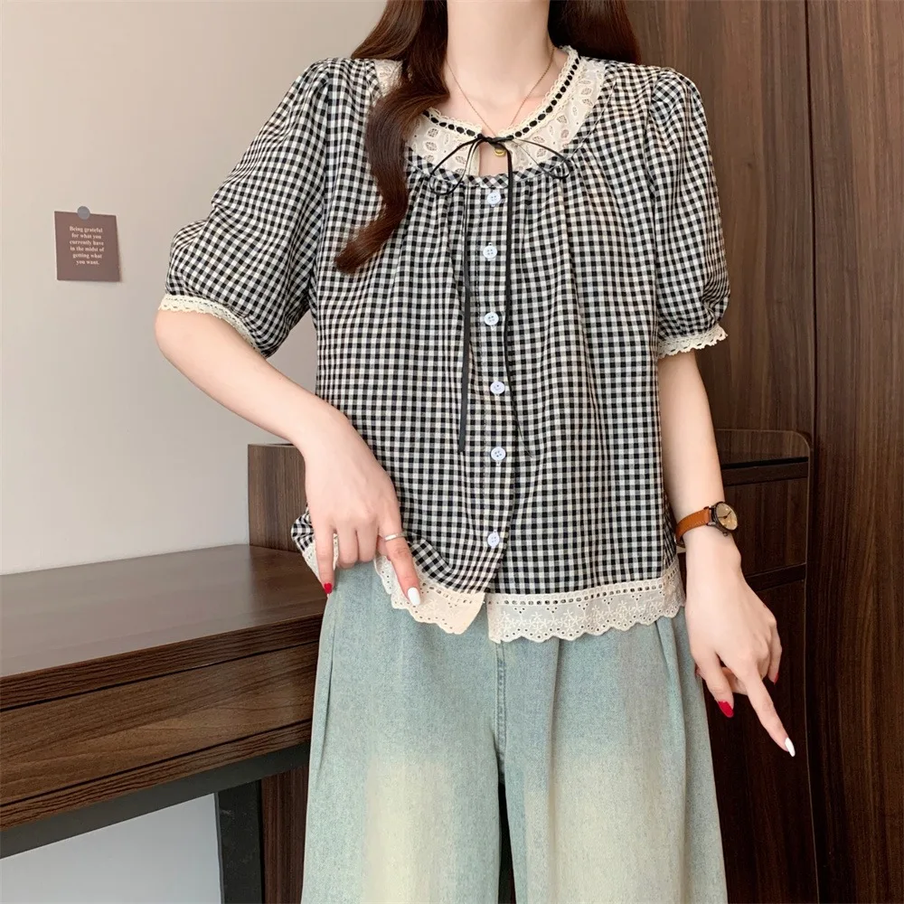 

Летние женские кроссовки свободного кроя больших размеров, круглые клетчатые кроссовки Ne ort Sve, универсальные корейские застежки на пуговицах