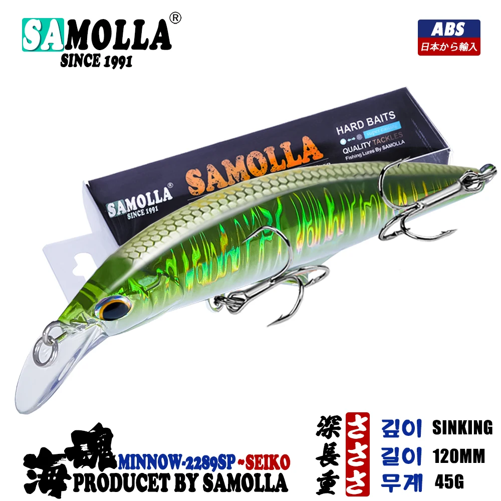 

New Sinking Minnow Fishing Lure 45g 120mm Bass Baits Seabass Pike Isca Artificial Pesca Accesorios Mar Peche En Mer Leurre