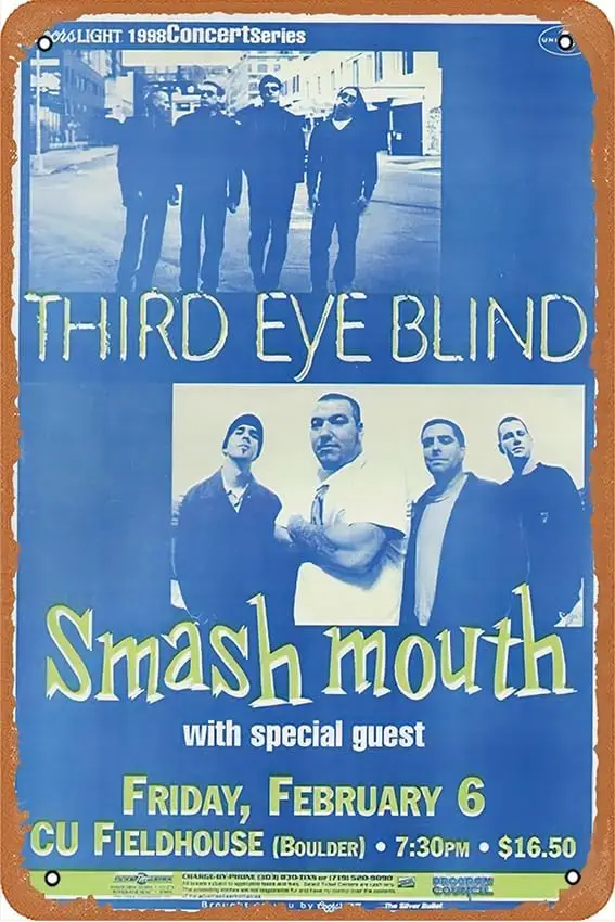 Third Eye Blind/Smash Mouth Boulder 1998 Music Posters Vintage Metal Tin Sign Decoration Sign for Home Kitchen Bathroom Far sign