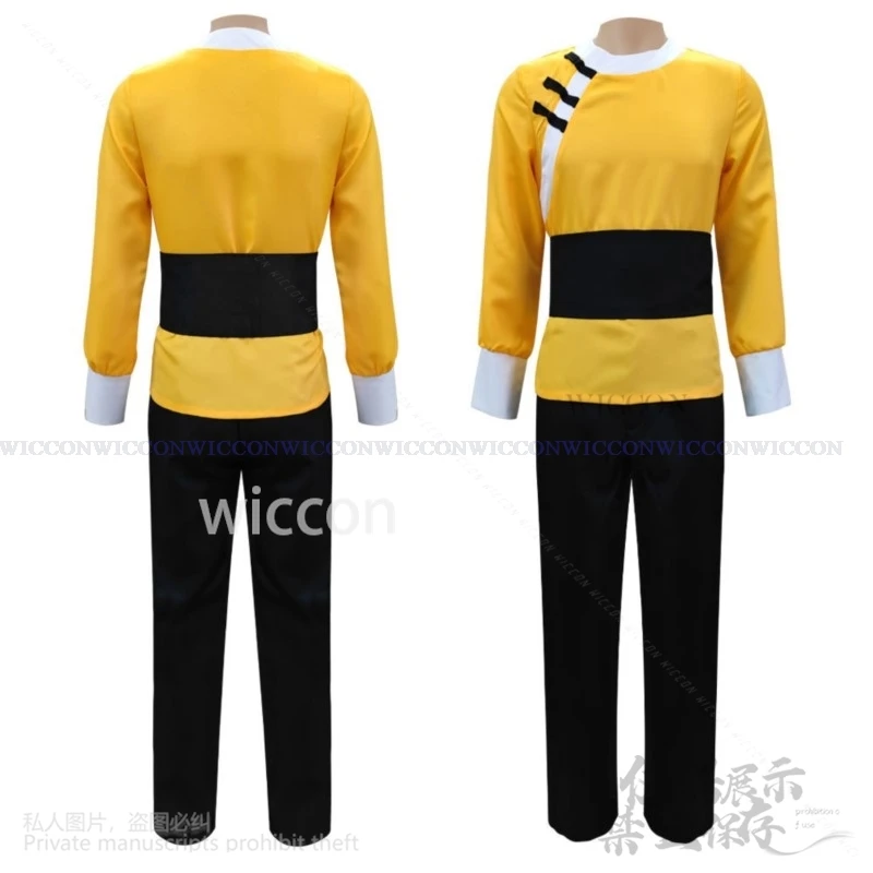 New Hot Anime Ranma 1⁄2 Cosplay Ryouga Hibiki Costume Giallo Stile Cinese Kung Fu Uniforme Uomo Donna Halloween Natale Vestito Parrucche