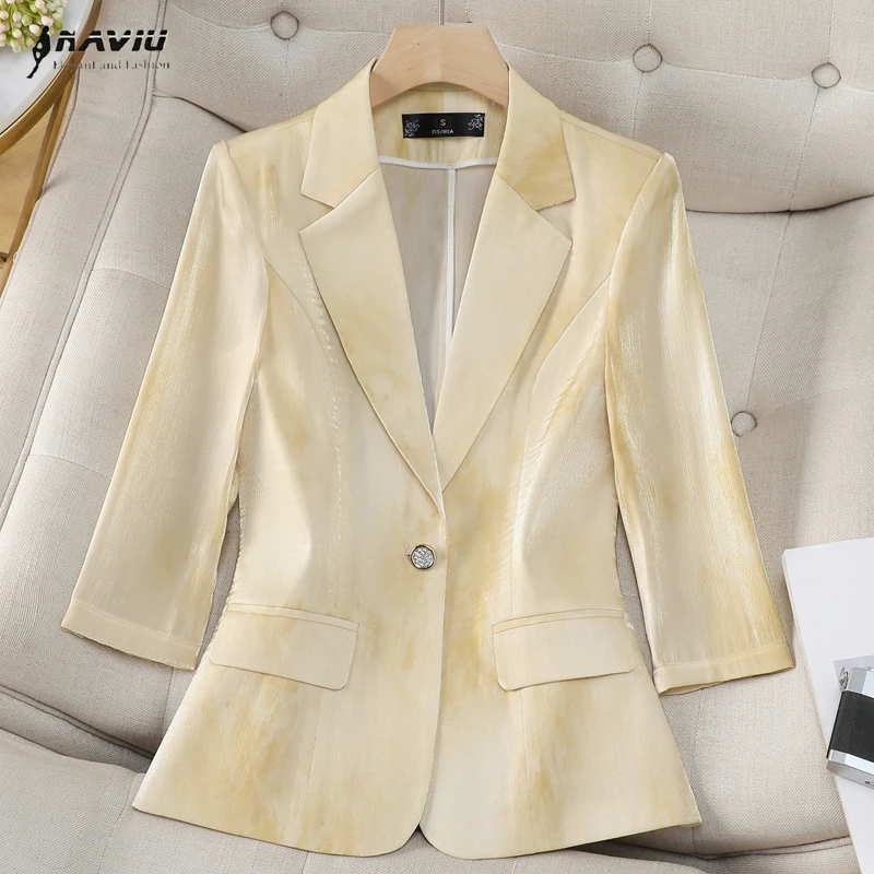 

Новый тонкий укороченный пиджак NAVIU с градиентным эффектом, женский приталенный блейзер на одной пуговице, повседневная солнцезащитная одежда, желтый