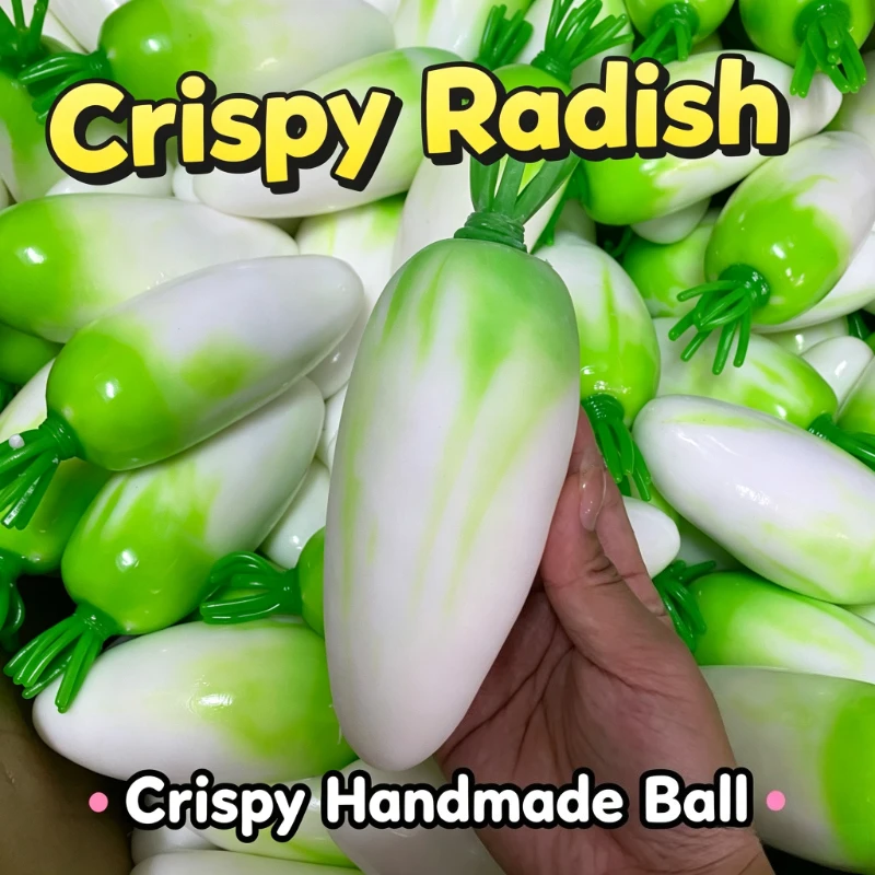 Crunchy White Radish Mooli Squishy Fidget Toy Soft Simulation Vegetable Squeeze Sensory Toy Stress Relief Anti-Anxiety Toy 