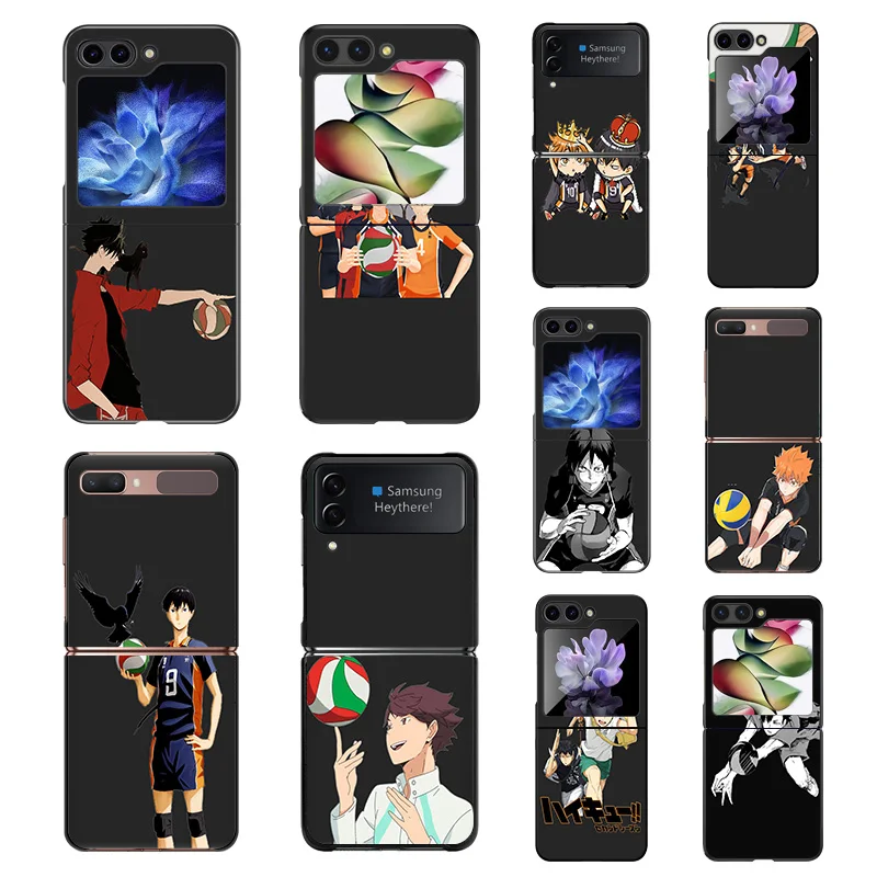 Phone Case for Samsung ZFlip6 5G Z-Flip5 Fashion Haikyuu Hinata Anime Galaxy Z Flip4 Flip3 Flip 6 5 4 3 Shell Black Cases Cover