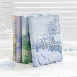 1PC Magnetic Button Book Oil Painting Three-Dimensional Title Page Hand Account Book Leather Notebook Notepad Diary