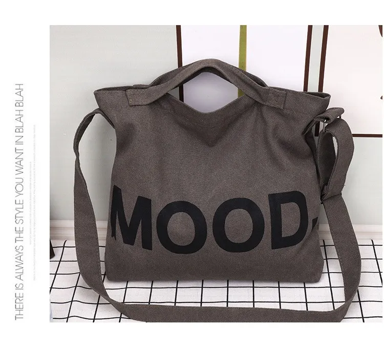 Literarisch minimalistische Canvas-Umhängetasche mit großem Fassungsvermögen, Schultertasche für den alltäglichen Gebrauch – Detail 2