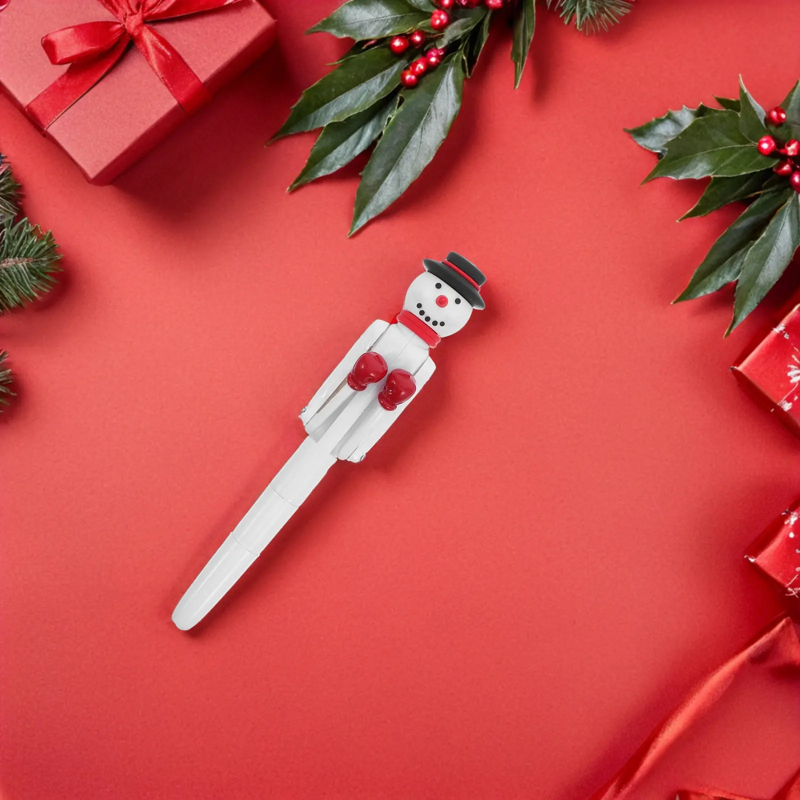 

4Pcs Interactive Snowman Pen Funny Christmas Ballpoint with Punching Arms Gel Ink Smooth Writing for Holiday Gifts