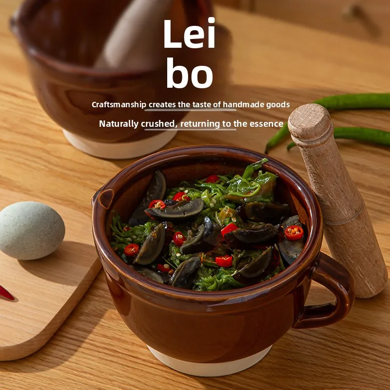 

Традиционный ступок и пестик для измельчения острого перца и чесночной пасты, инструмент для приготовления пасты из баклажанов для домашнего использования