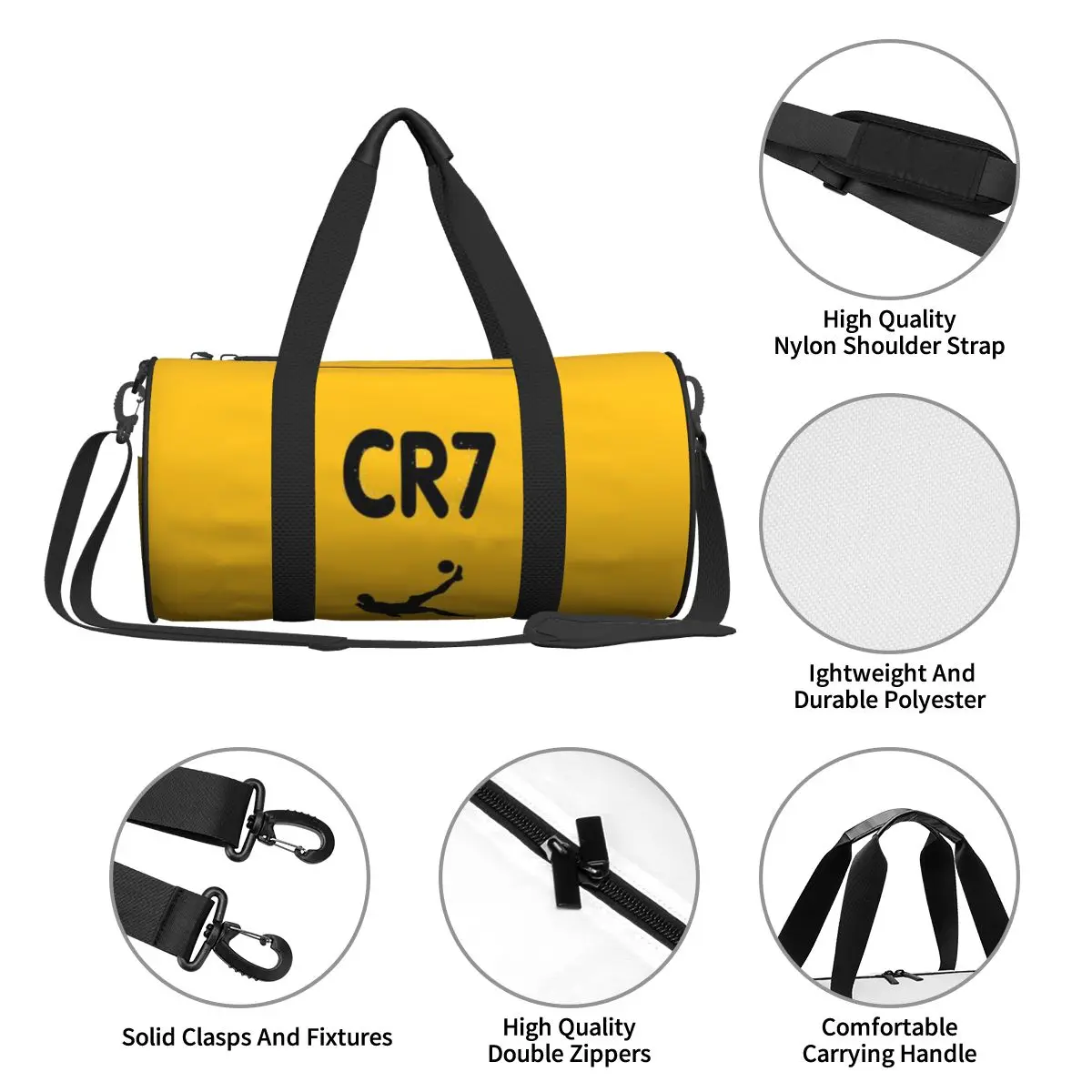 CR7-Cristiano-Ronaldo Round Large Capacity Travel Duffel Bag, Handheld travel bag, lightweight storage luggage bag