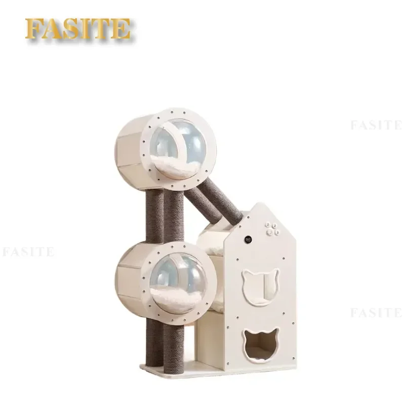 For Cat Climbing Frame Integrated Cat Tree with Scratching Post Large Space Capsule Nest Shelf Toy for Small Apartment