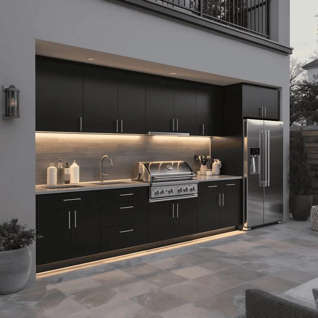 Modern Outdoor Integrated Cabinets Weather-resistant Technology Natural Yard Built-in Sink Cabinets