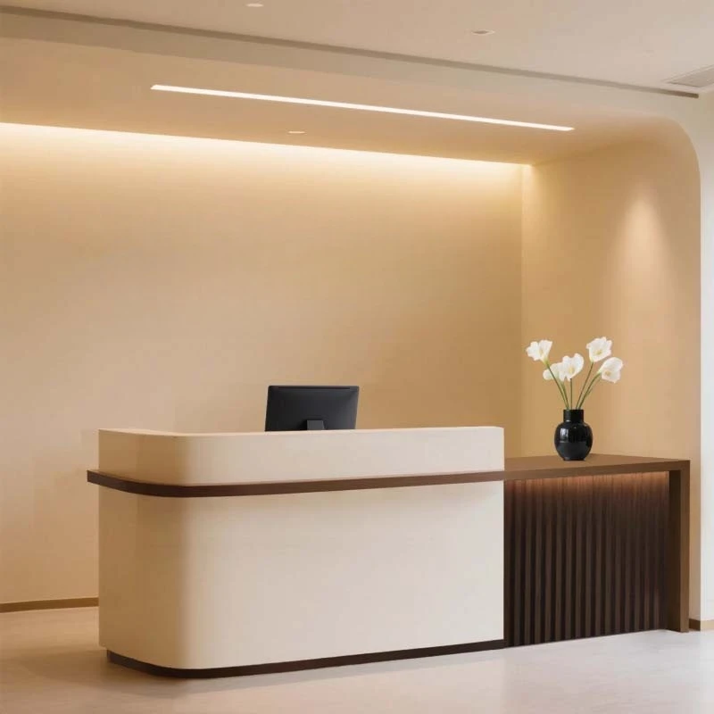 Beauty salon front desk clothing checkout page Tea house company reception counter Bar