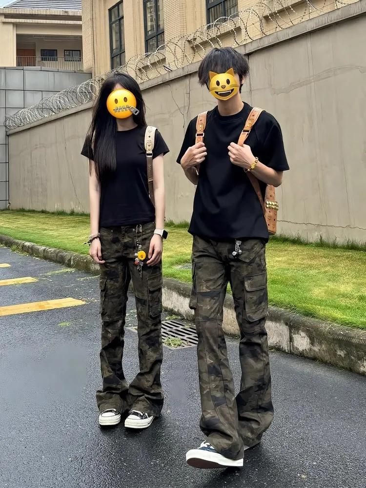 

Men's Slim Fit Camouflage Jeans Summer Thin American High Street Cleanfit Flared Pants Workwear Trousers Breathable Loose Fit