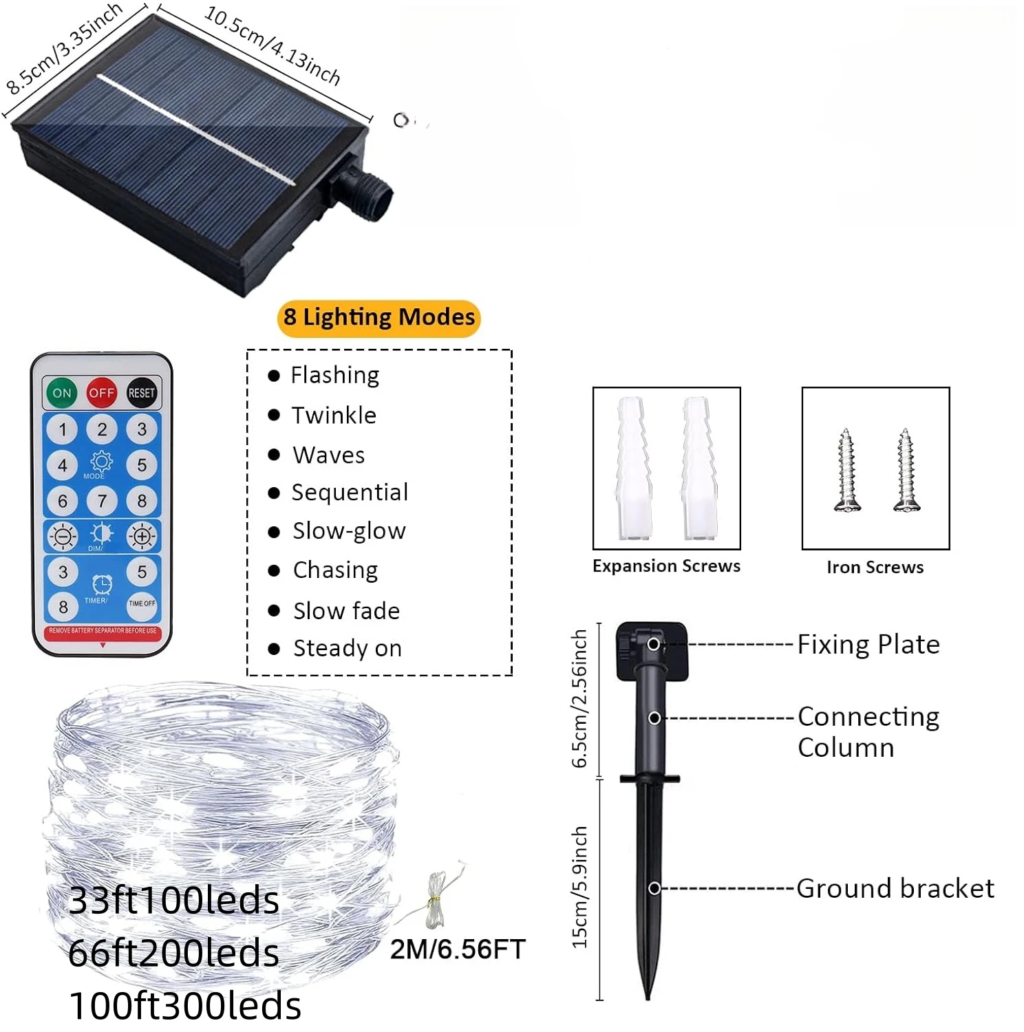 Guirxiété Solaire Super Brillante à 300LED, 8 Modes de Lumière Scintillante, Fil de Cuivre, pour Noël