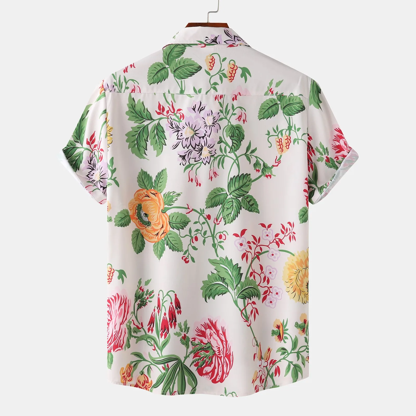 Mens Floral Print Shirts Short Sleeve Button Down Shirts Tropical Summer Beach Summer Breathable Loose Linen Shirt