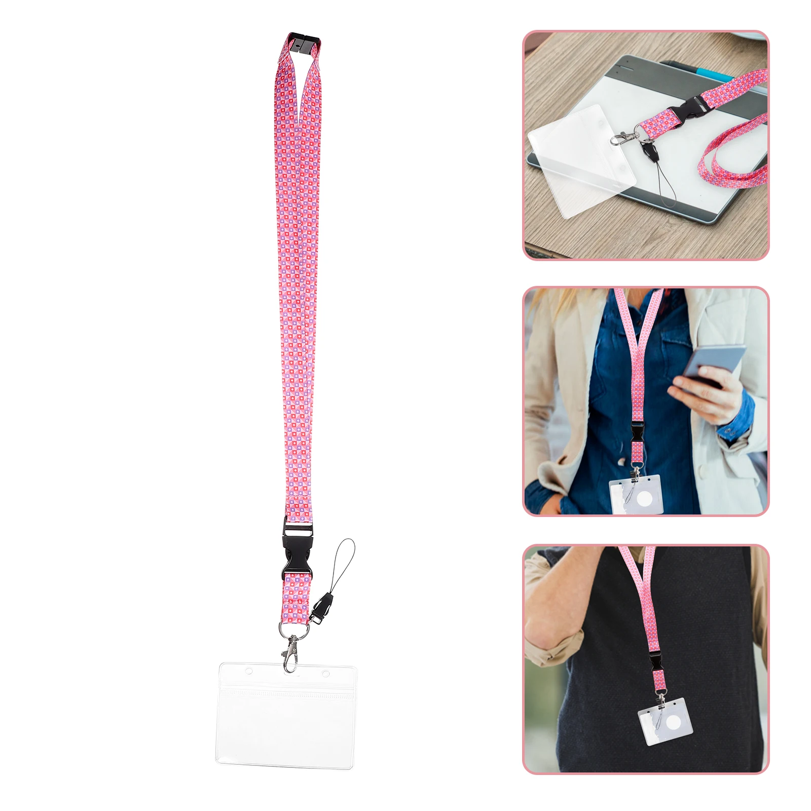 

Boho Lanyard Id Badges Clear Card Protective Cover For Id Credit School Bus Office Library Cards Pvc Polyester Aluminum Alloy