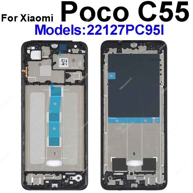 LCD Front Frame Housing For Xiaomi Poco C40 C55 C65 LCD Front Bezel Plate Housing Replacement Repair Parts