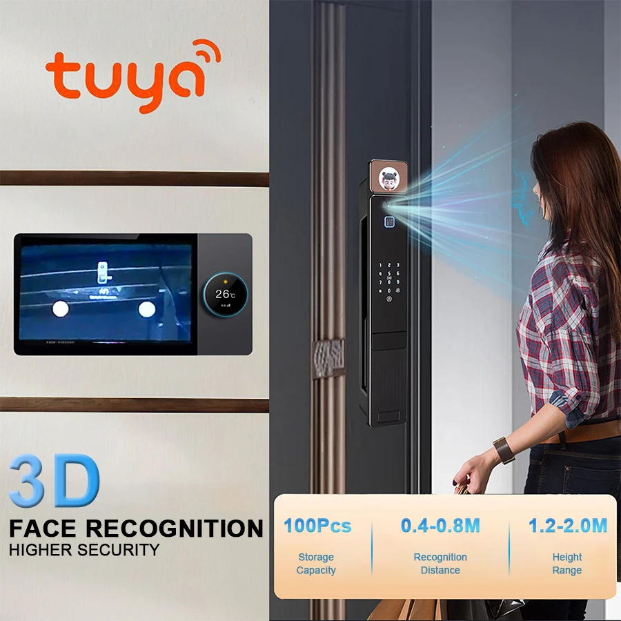 YiTechE AI音声インタラクションアクティブビジュアル - Smart Door Lock 3D Face Palm Vein のレビューと価格