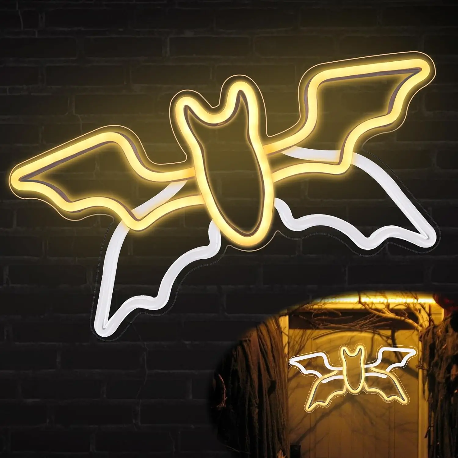 

Flying Bat Neon Sign LED Lights with Adjustable Brightness for Halloween Accessories Wall Window Door Porch Interior Decorations