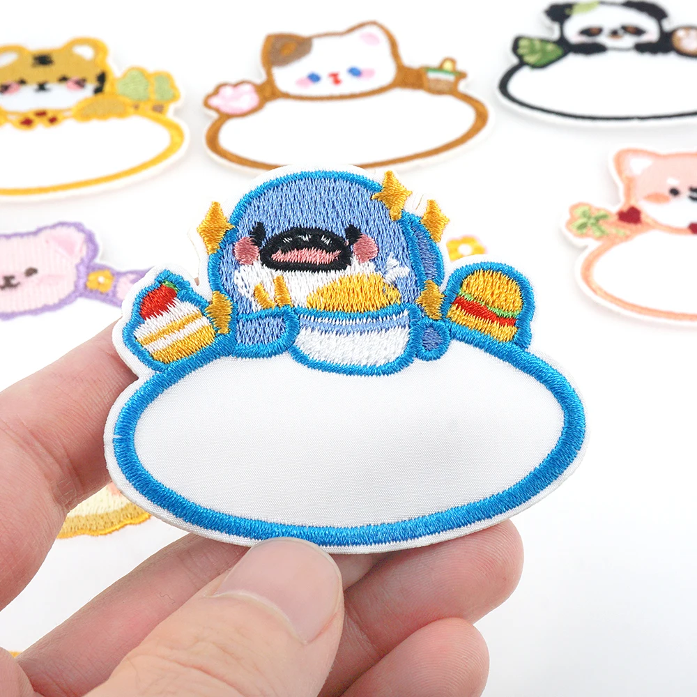 

1 Piece Cute Animal Blank Name Embroidered Patch Write Your Name On Tag Sticker Applique Iron On for Kid Children School Uniform