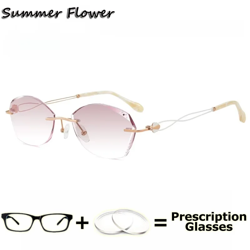 

Women Luxury Eyewear Prescription Glasses Tint Colored Lenses Myopia Presbyopia Customize Multifocal Bifocal Glasses Lady