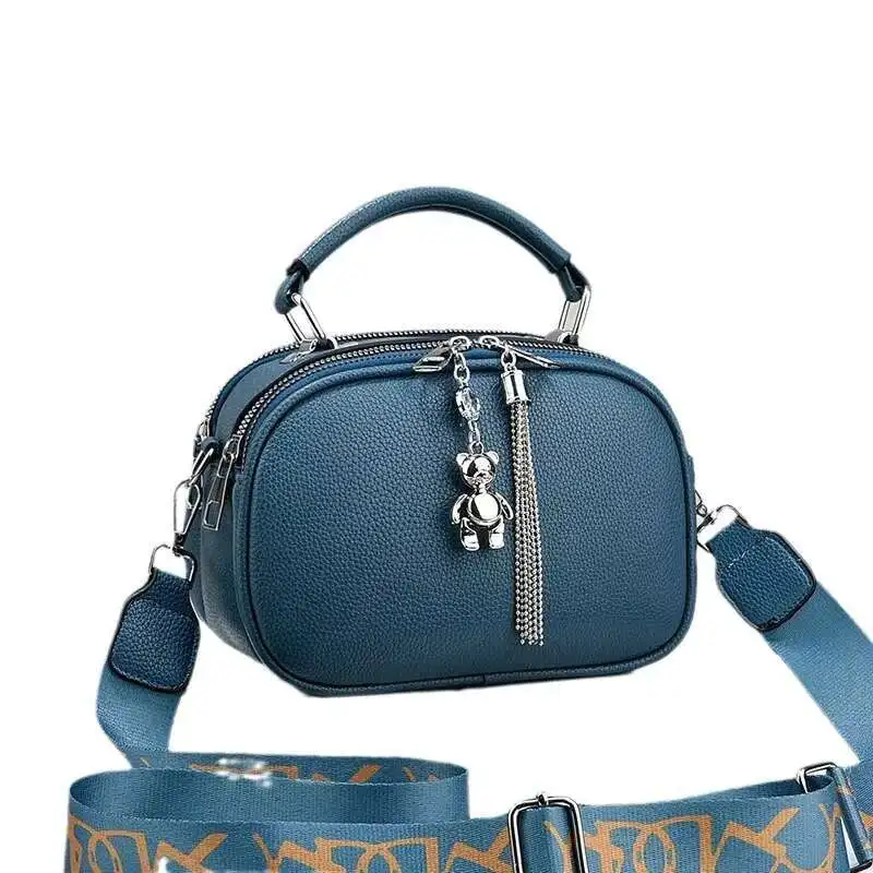 2024 ใหม่ผู้หญิงขนาดใหญ่ความจุ COMMUTER กระเป๋าสแควร์ขนาดเล็กรูปแบบลิ้นจี่หนังนุ่มปฏิบัติไหล่เดี่ยวเส้นทแยงมุม