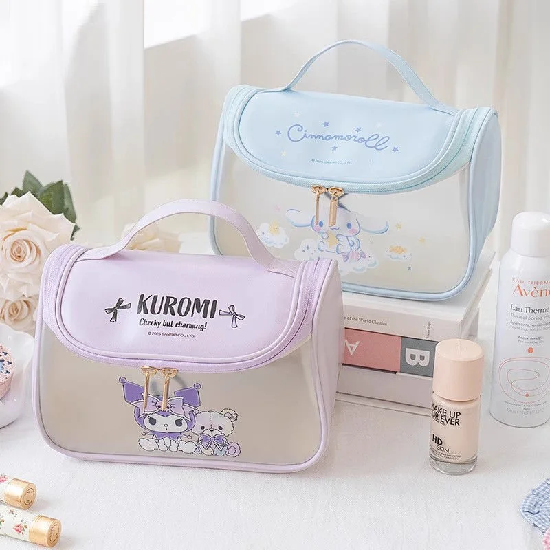 

Sanrio Kuromi Cartoon Portable Waterproof Toiletry Makeup Bag Fashionable Cute Large Capacity New Style with Hook Storage Bag