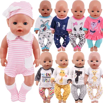 ตุ๊กตาเสื้อผ้าสําหรับ 43 ซม.เด็กทารก Reborn & 18 นิ้วตุ๊กตาอเมริกันน่ารักชุดนอนกระเป๋าถุงเท้า, รุ่นของเราอุปกรณ์เสริมชุดนอนของเล่นเด็ก