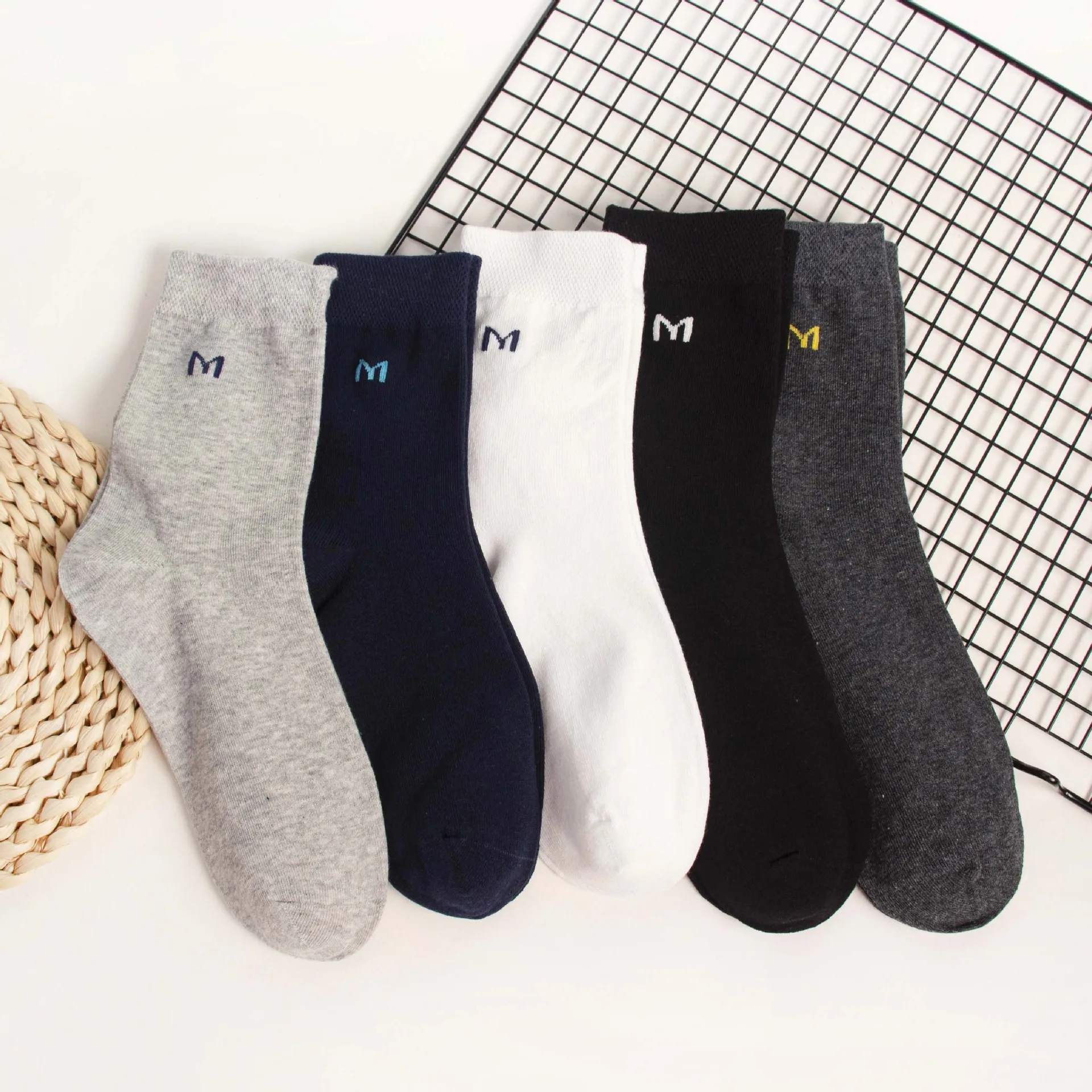 Japanese-style versatile mid-tube socks for all seasons, business socks, cotton socks, moisture-wicking and antibacterial socks