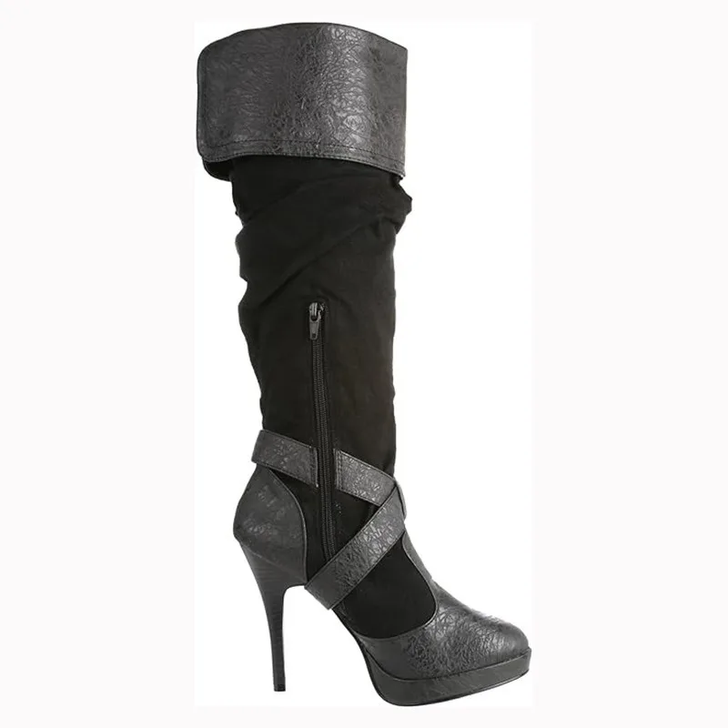 British Style Women Boot Knee High Mature Over The Knee Boot Stiletto  European American Retro Medieval Renaissance Women Shoe image 4