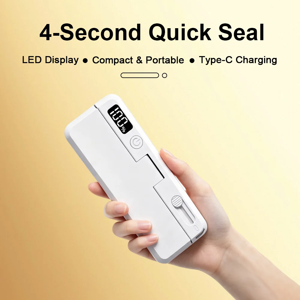 Mini Heat Sealer Plastic Bag Heat Sealing Machine Rechargable Plastic Storage Package Sealer Handheld Clip Bag Food Heat Sealer