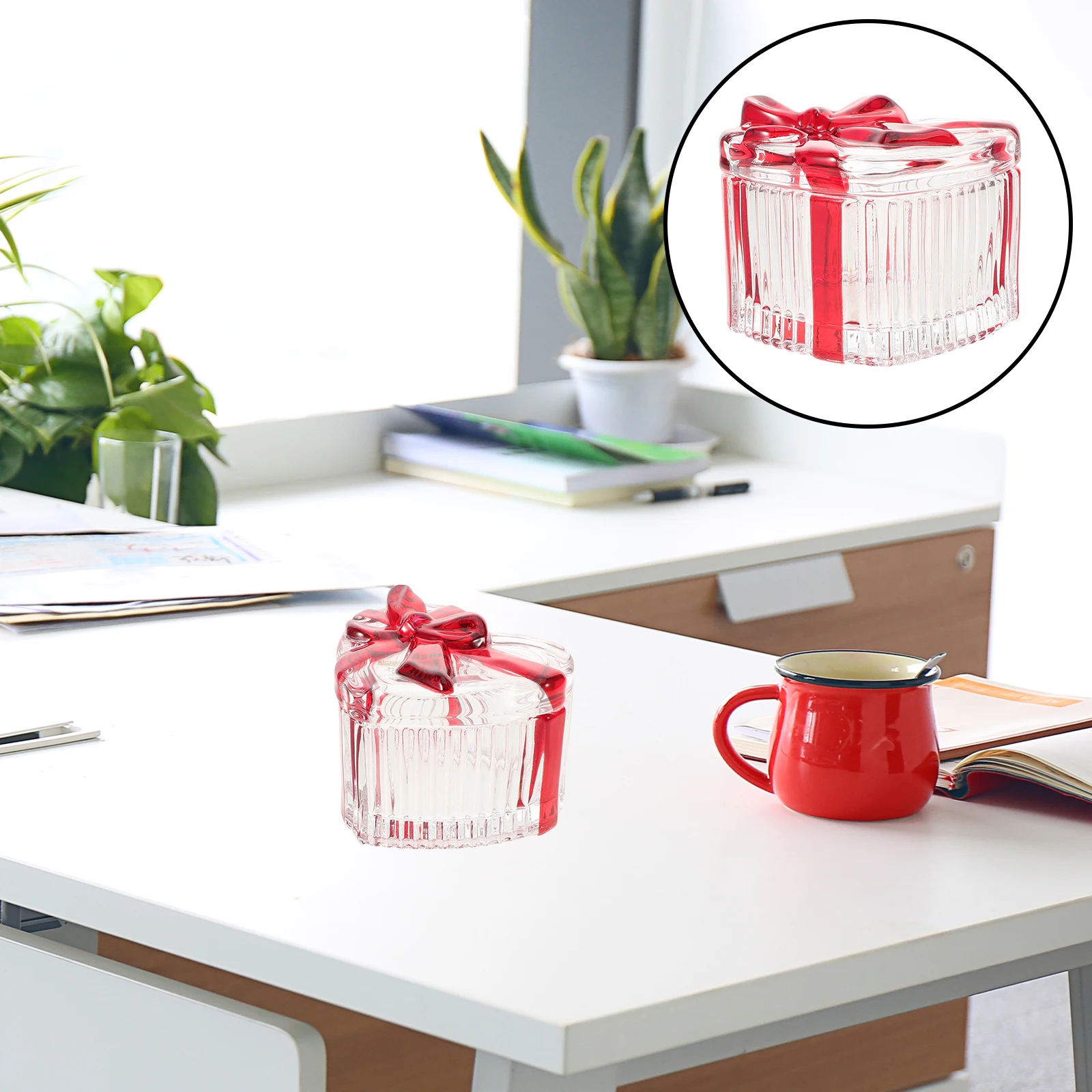 

Clear Glass Heart Candy Jar with Lid Decorative Trinket Storage Box for Rings Earrings Jewelry Keepsake Valentine's Day Gift