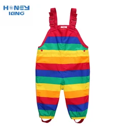 HONEYKING Kids Jumpsuit For Boys Toddler Outdoor Clothes Colorful Waterproof Rain Pants Baby Girl Overalls For Children