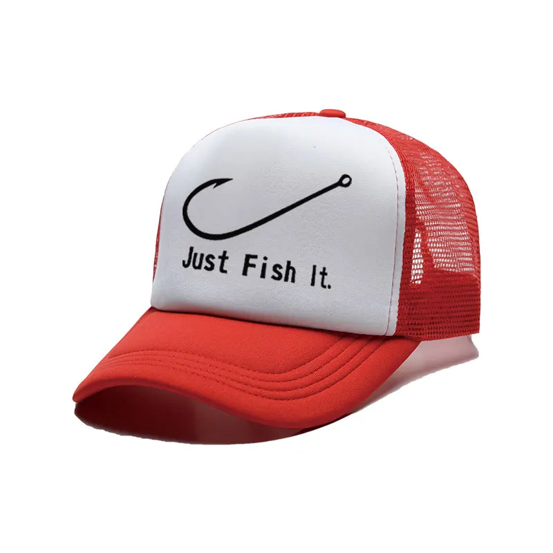 Fishing Cap Fish Hook Trucker Cap Just Fish It Cap Men Funny Pike Fish Fishing Cap for Man Hook Hat  hats for women