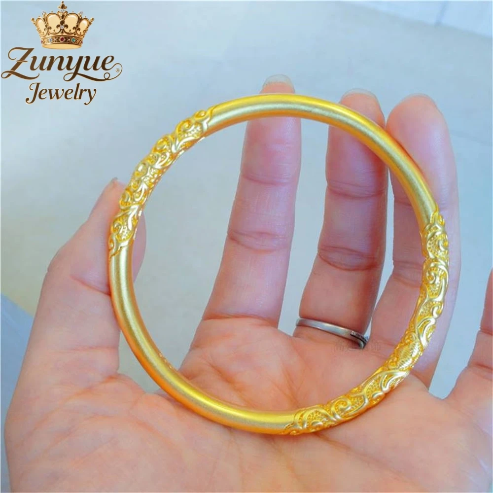 Sand Gold Bauhinia Flower Scroll Grass Pattern Bracelet Luxury Quality Jewelry Best Selling Fashion Jewelry Charms Exquisite