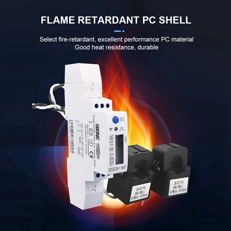 RISE-2X 2 Phase 3 Wires 110V+110V 100A Din Rail 18Mm Tuya WIFI Smart Energy Meter Power Consumption Monitor Kwh Meter