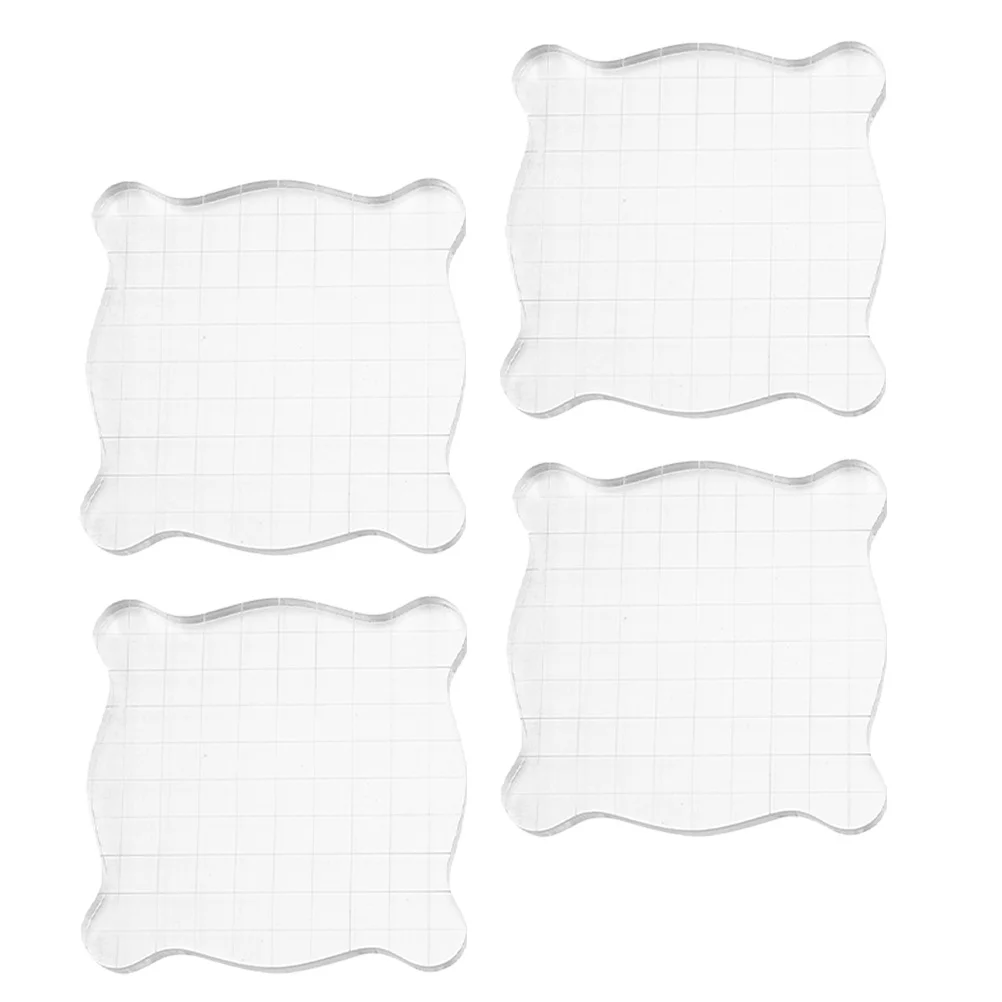 

4Pcs Acrylic Transparent Stamp Blocks Comfortable Grip Clear Block for Accurate Positioning Card Making Scrapbooking DIY Crafts