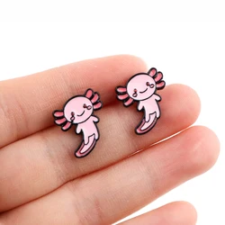 Cute Axolotl Stud Earrings for Women Piercing Women's Stainless Steel Jewelry Fashion Accessories Gift for Girl