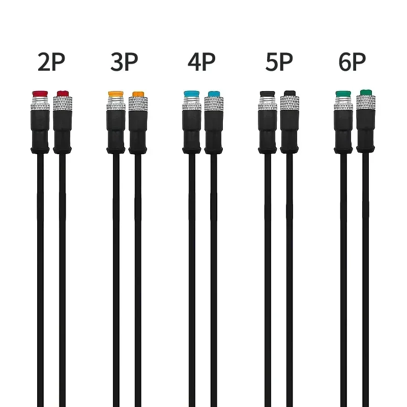 5/20PCS M9 2 3 4 5 6 Pin DC Electric Bicycle Butt Joint Plug waterproof female male Connector Wiring Scooter Brake Cable 20CM