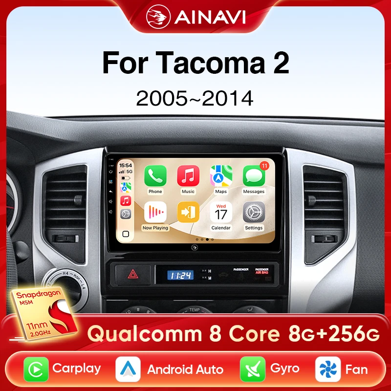 

Ainavi автомобильный радиоприемник, мультимедийный плеер для Toyota Tacoma 2 N200 Hilux 2005-2013, беспроводной Carplay Android, автомобильный стерео GPS DSP