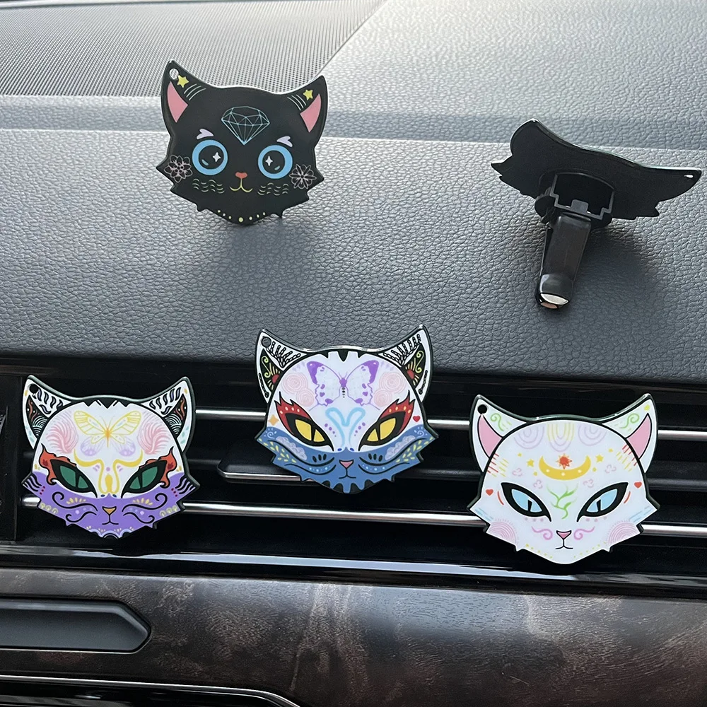 Cat Car Air Freshener Fragrance Diffuser Plastic Art Car Air Conditioner Outlet Vent Perfume Clip Auto Interior Accessories