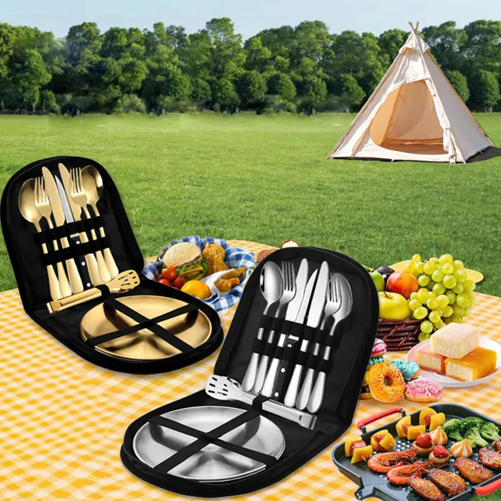 

10 Pieces/Set Camping Cutlery Mirror Polished Waterproof Fork Spoon