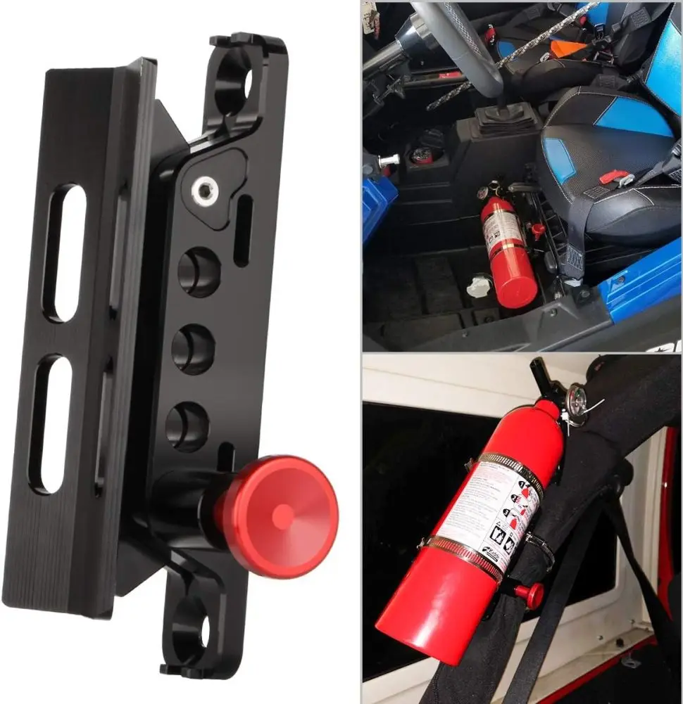 Roll Bar Fire Extinguisher Mount Holder Adjustable Quick Release Bracket Compatible For Atv / Utv / Jk / Jl Vehicle 