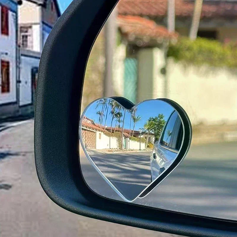 1 Set Cute Heart Shape Rearview Mirror Car Blind Spots Side View Mirror Auxiliary Auto Accessories For SUVs