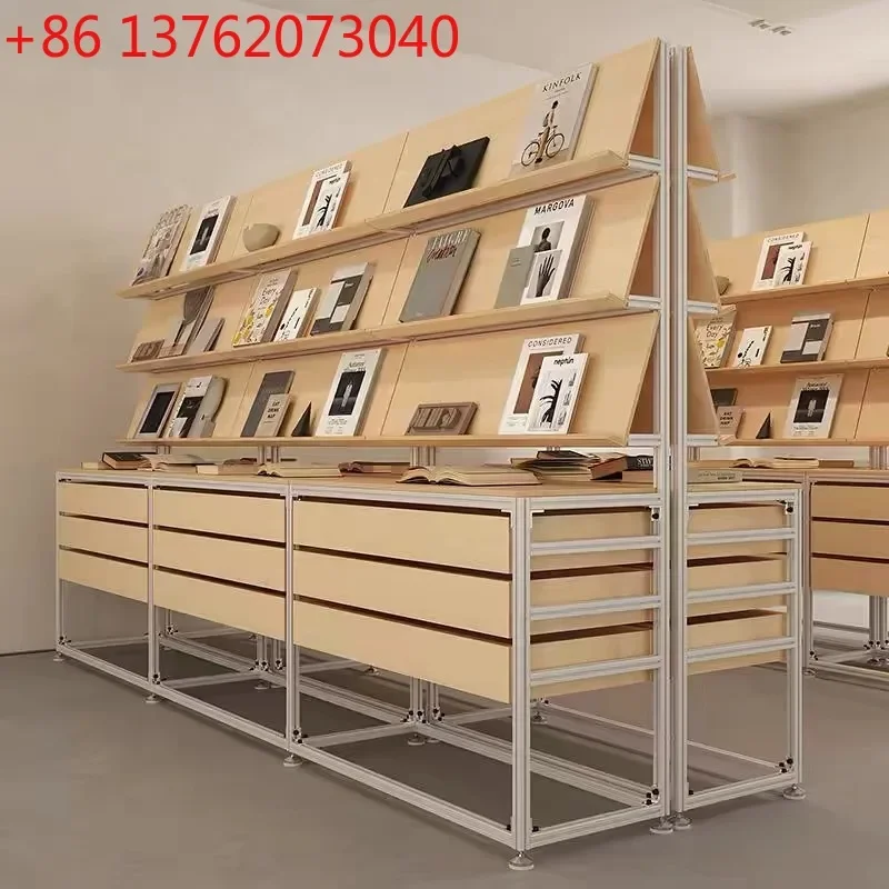 Birch Ocean Panel Industrial Wind Storage Exhibition Bookshelf Multi-layer File Sample Display Cabinet