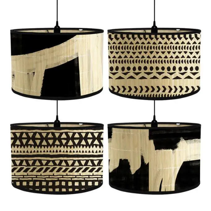 Drum Lamp Shades Vintage Lampshade Bamboo Light Cover for Table Floor Lamps and Pendant Light Bar Cafe Home Homestay Decor