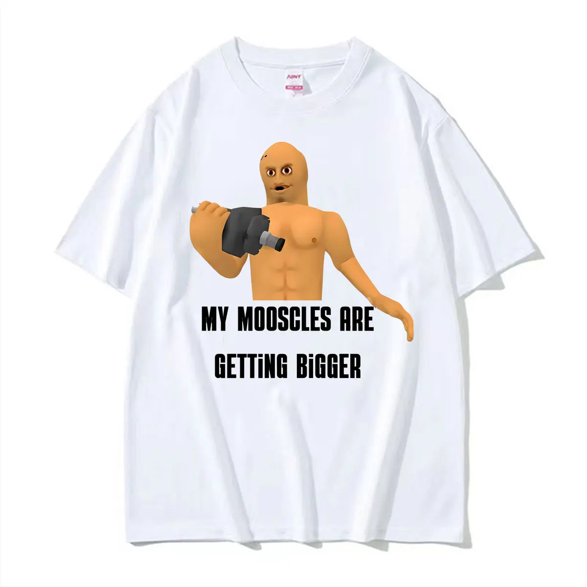 Meine Muskeln werden größer – Lustiges Meme-Fitness-Print-T-Shirt für Herren und Damen – Vintage Streetwear T-Shirt – Lässiges Baumwoll-T-Shirt – Detail 4