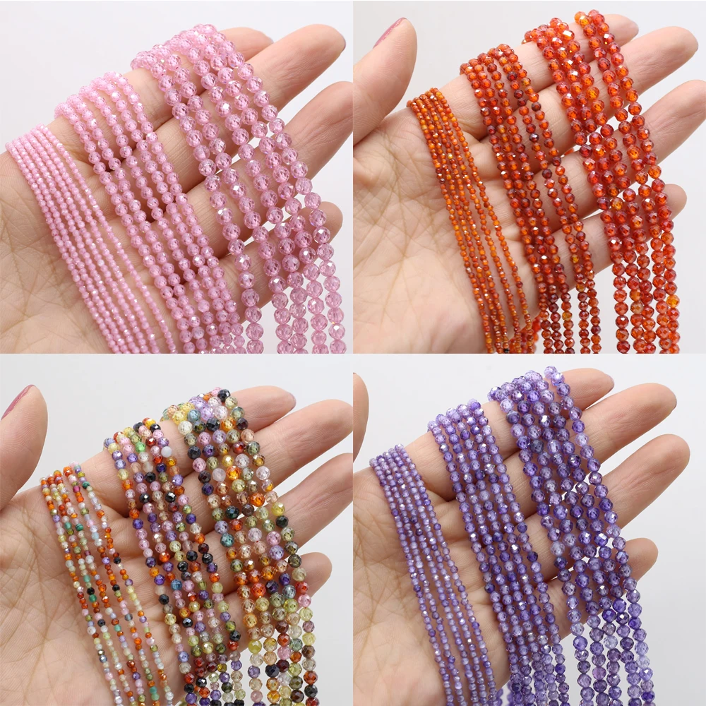 2/3/4mm Naturstein Zirkon lose Perlen runde facettierte Abstands perlen für Schmuck herstellung liefert DIY Halskette Armband Zubehör