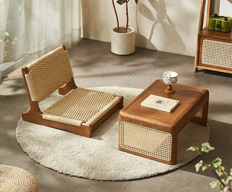 Tea  rattan tatami seat and room bay window legless balcony low back