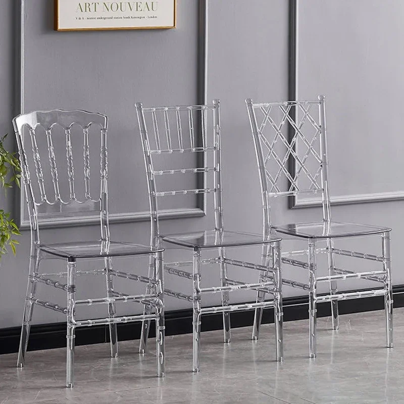 

Acrylic Transparent Backrest Dining Chairs Hotel Banquet Halls Wedding Outdoor Activity Plastic Chair Dining Room Home Furniture