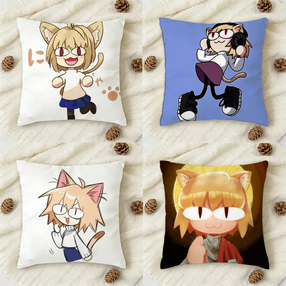 

Kawaii Neco Arc Cartoon Double-sided Printed Square Decorative Cushion Cover for Sofa Living Room Home Decor